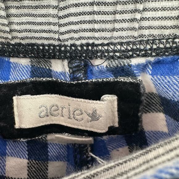 Aerie Size Medium Pajama Pants Blue Black Plaid Drawstring Waist Sleepwear Pjs - Picture 5 of 5